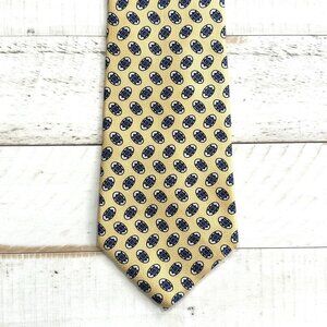 Ralph Lauren Unique Yellow Silk Necktie, 56" L 4" W, Made in the USA